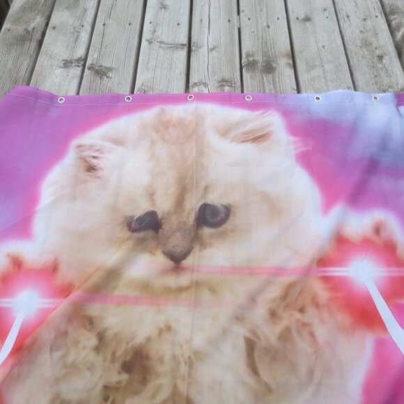 Brand New Vengeful Cat Laser Paws Attacking People on the Beach Shower Curtain - Picture 7 of 10